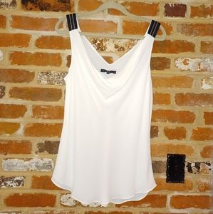 White House Black Market White Tank Blouse with Beaded Detail on Straps